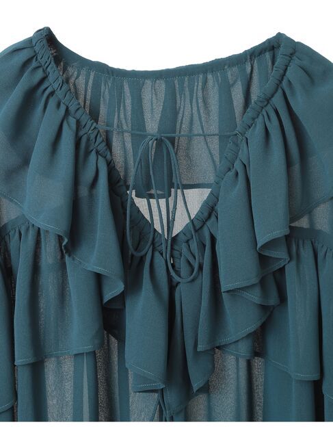 YECCA VECCA「ラッフルストリングシアーブラウス」|シャツ・ブラウス|