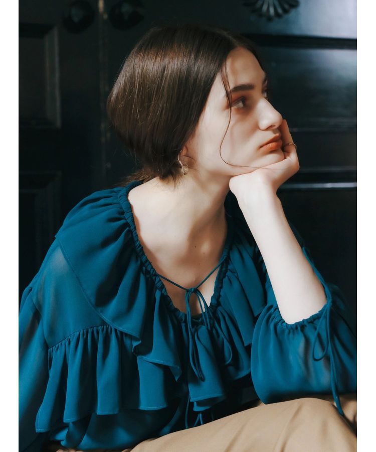 YECCA VECCA「ラッフルストリングシアーブラウス」|シャツ・ブラウス|