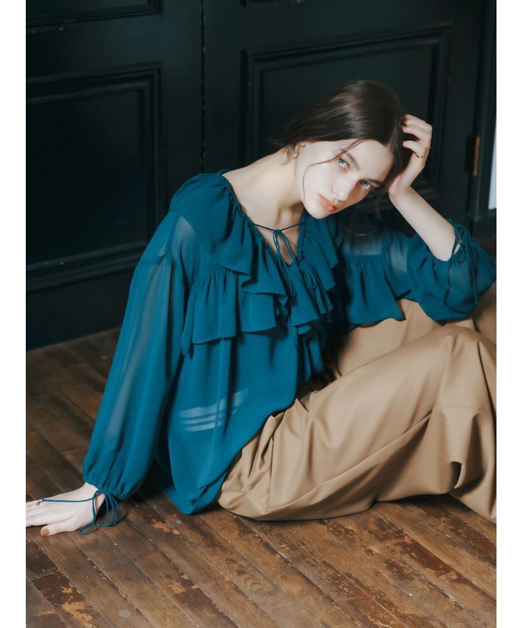 YECCA VECCA「ラッフルストリングシアーブラウス」|シャツ・ブラウス|