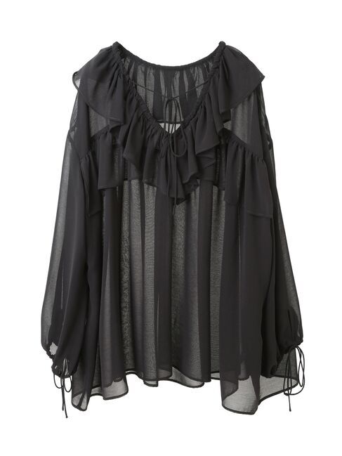YECCA VECCA「ラッフルストリングシアーブラウス」|シャツ・ブラウス|