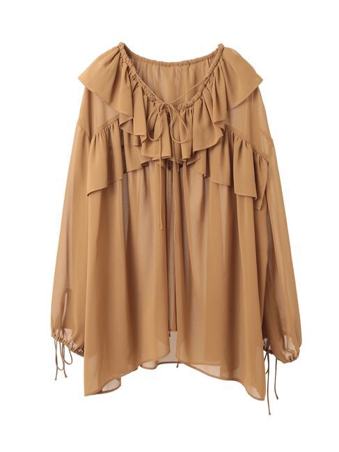 YECCA VECCA「ラッフルストリングシアーブラウス」|シャツ・ブラウス|