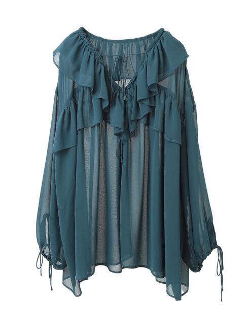 YECCA VECCA「ラッフルストリングシアーブラウス」|シャツ・ブラウス|