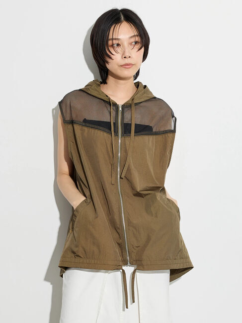 GARAGE OF GOOD CLOTHING「メッシュ切替パーカーベスト」|ベスト・ジレ|Khaki