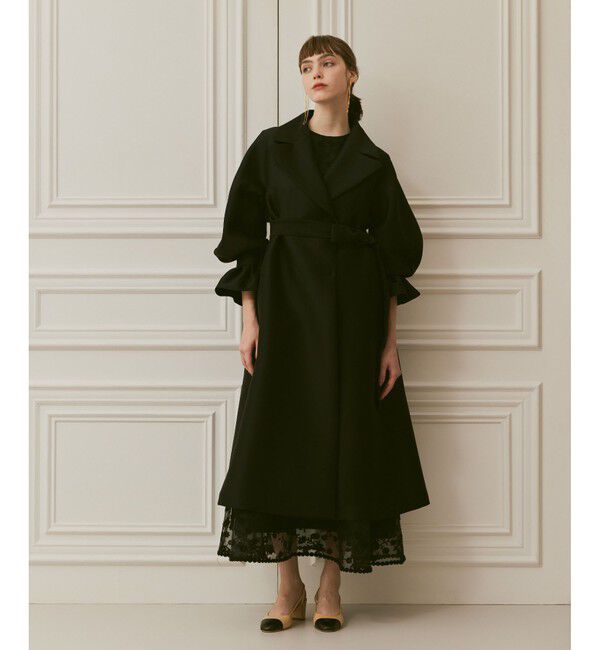 LOULOU WILLOUGHBY「【LOULOU WILLOUGHBY】シルキーダブルクロスドレスコート」|その他|ブラック