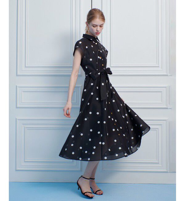 LOULOU WILLOUGHBY「【LOULOU WILLOUGHBY】オーガンドットウエストリボンワンピース」|ワンピース|