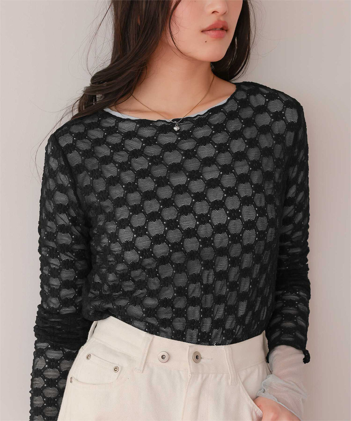 titivate「シアーレーストップス」|Tシャツ・カットソー|ブラック2