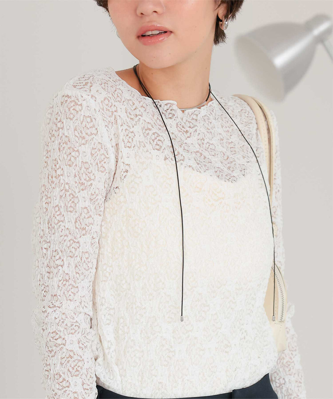 titivate「シアーレーストップス」|Tシャツ・カットソー|オフホワイト