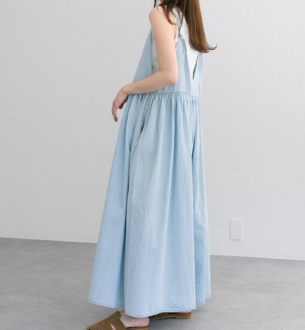  「【リバイバル / WEB限定】綿麻デニムワンピース」|ワンピース|サックスブルー