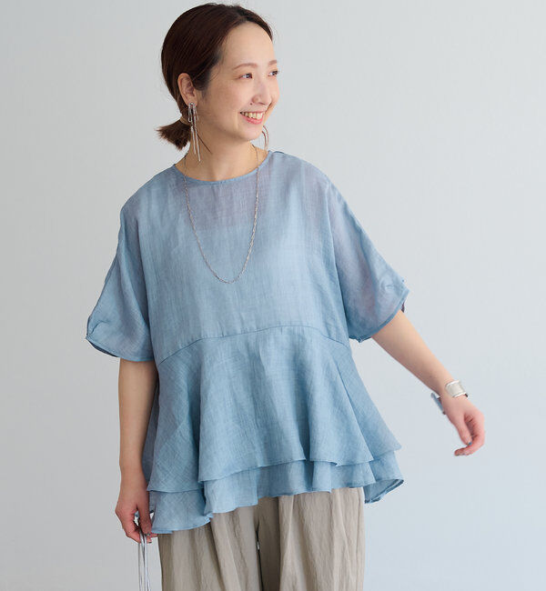  「【＠sein___000企画】ラミー2枚重ねペプラムブラウス」|プルオーバー|ブルー