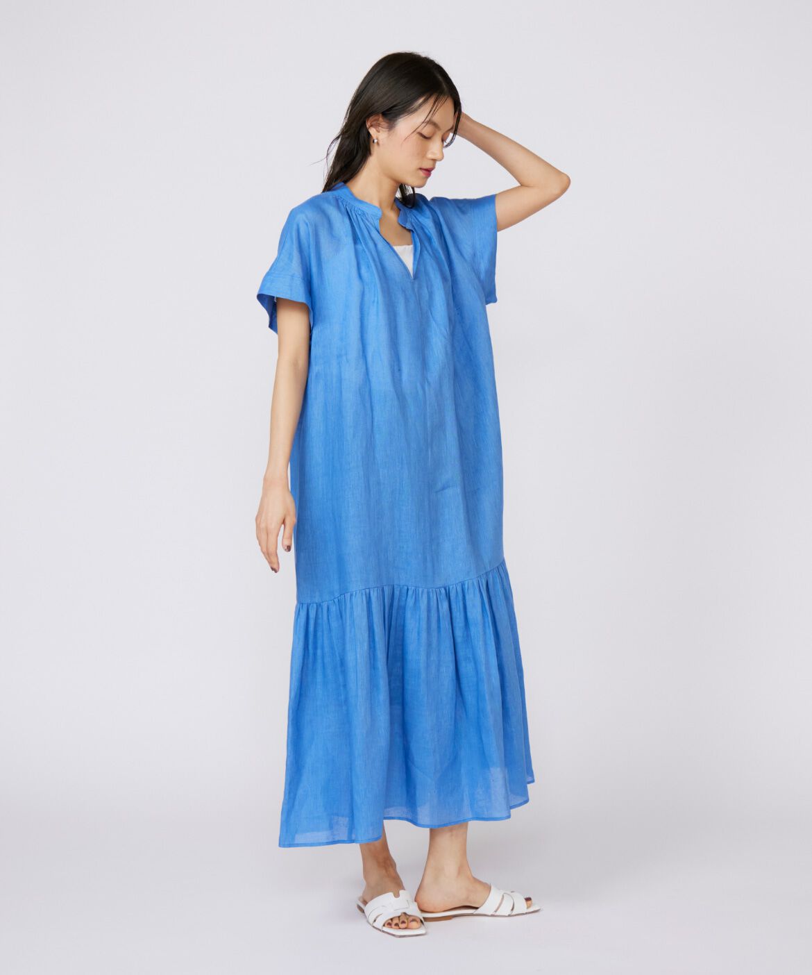 INED「リネンギャザーデザインワンピース」|ワンピース|