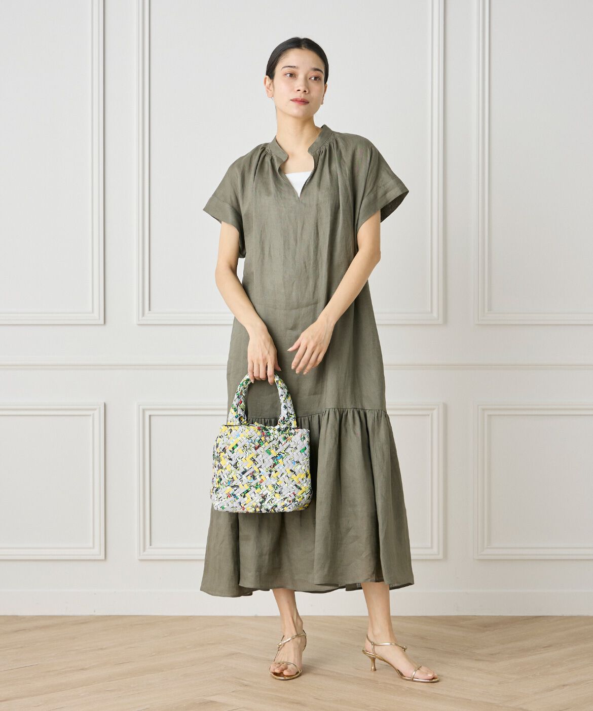 INED「リネンギャザーデザインワンピース」|ワンピース|