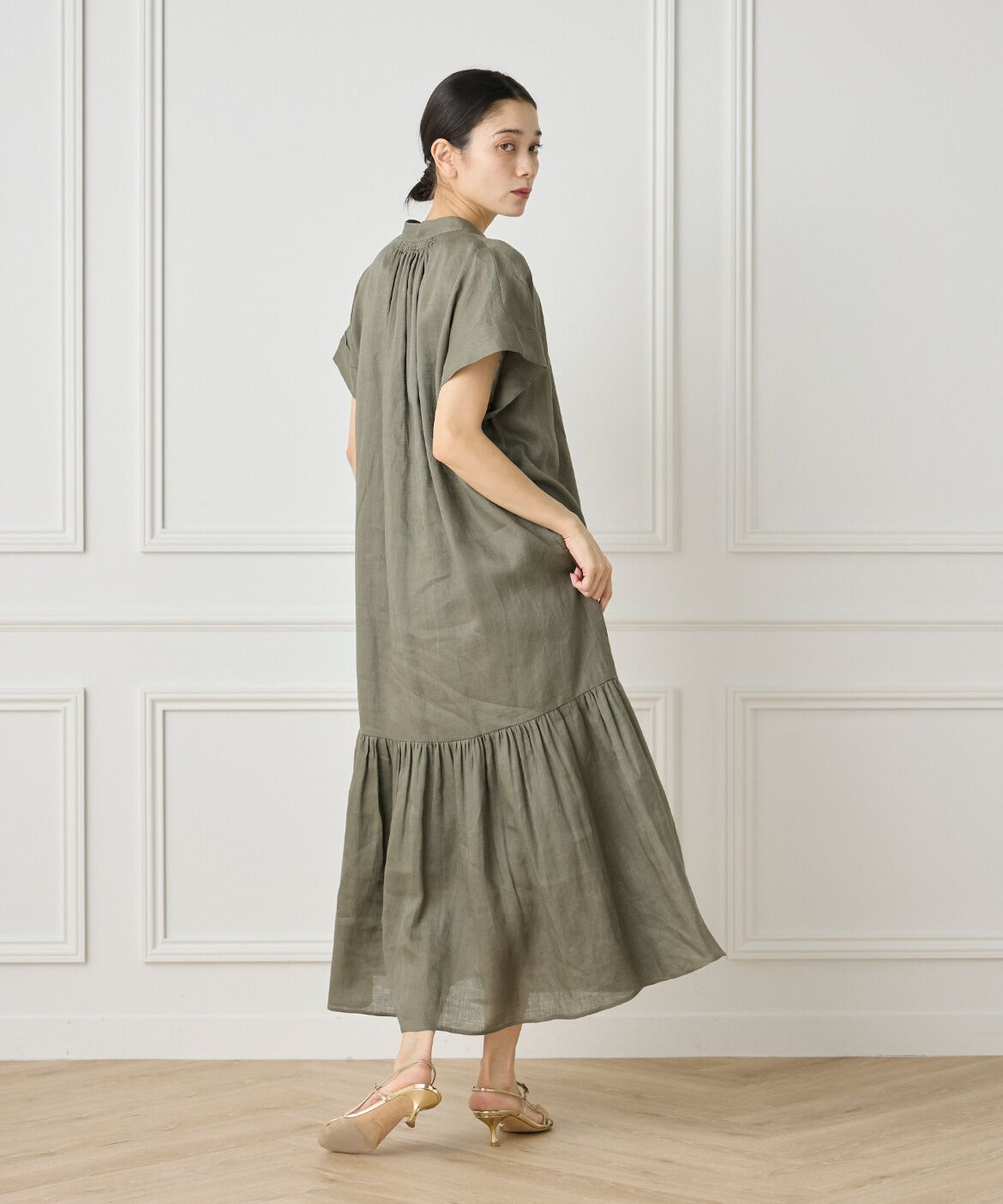 INED「リネンギャザーデザインワンピース」|ワンピース|