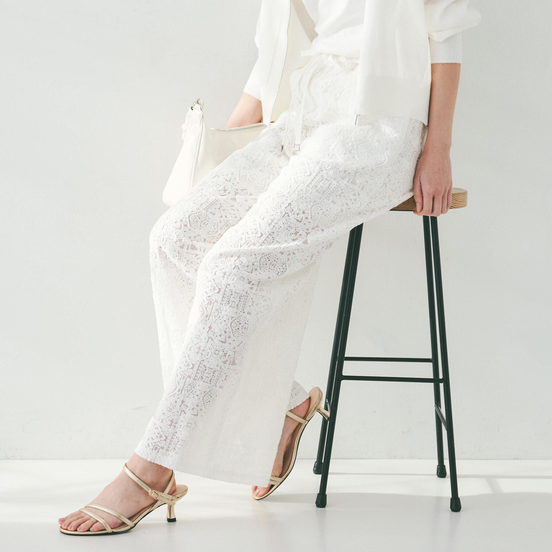 UNTITLED「【セットアップ可能/トレンド】クロシェ風レースワイドパンツ」|その他|オフホワイト(003