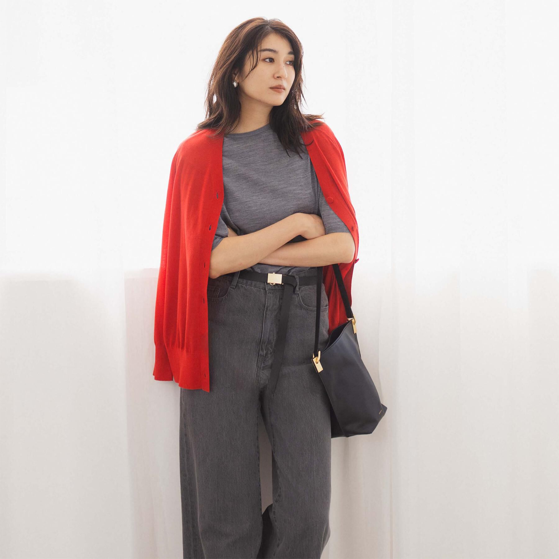 UNTITLED「【アンサンブル可/洗える/Vネック】ウールシルクカーディガン」|カーディガン|