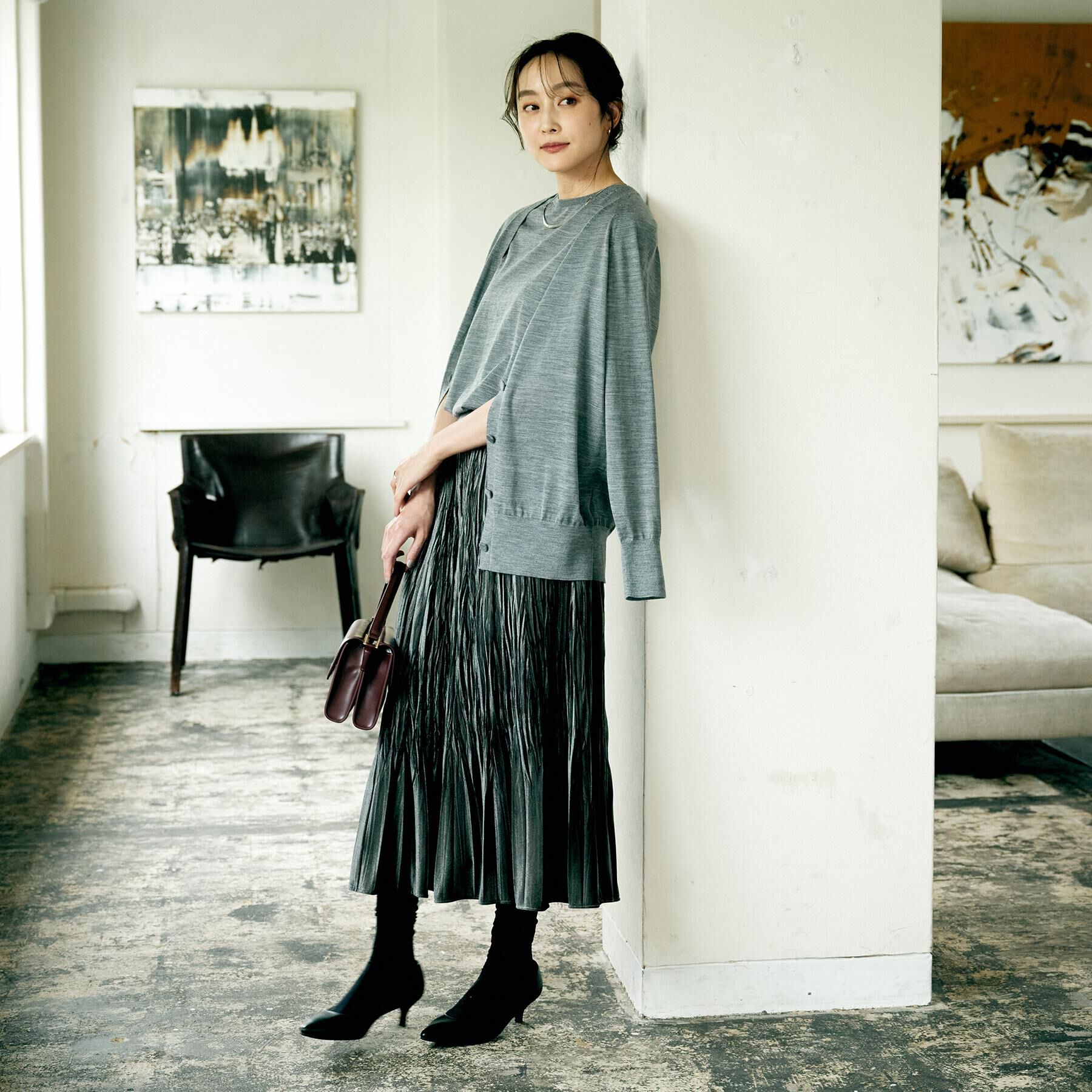 UNTITLED「【アンサンブル可/洗える/Vネック】ウールシルクカーディガン」|カーディガン|