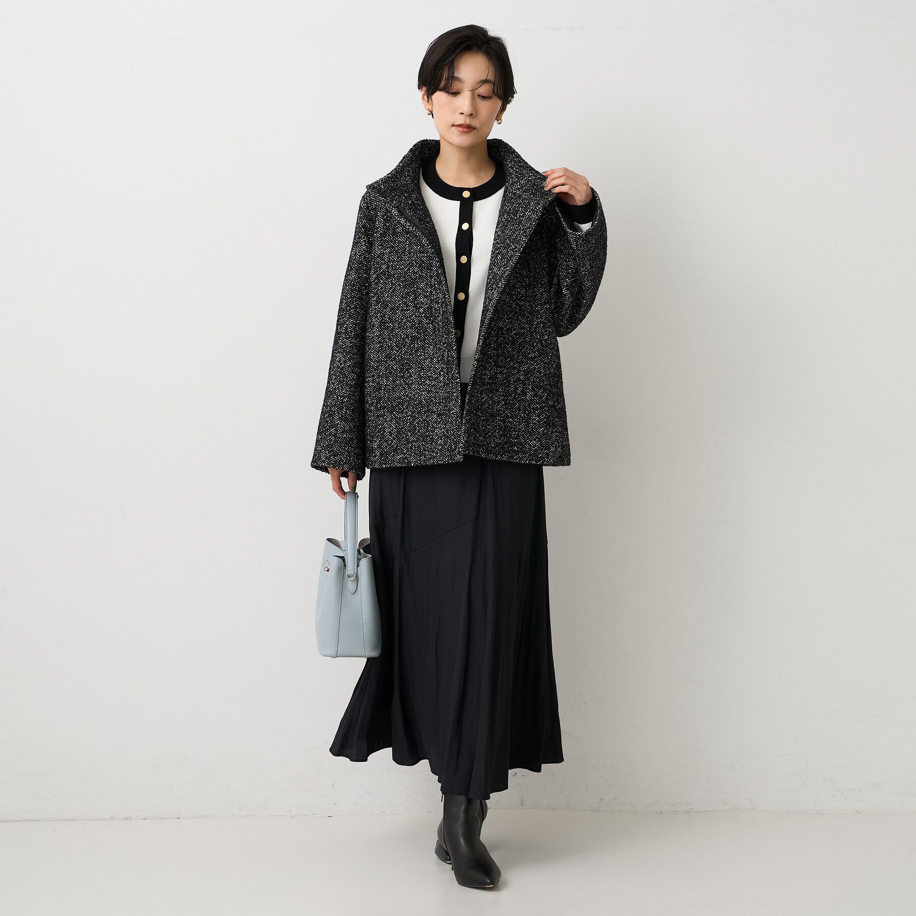 UNTITLED「【ツイード風/スタンドカラー】ファンシーヘリンボンコート」|その他|