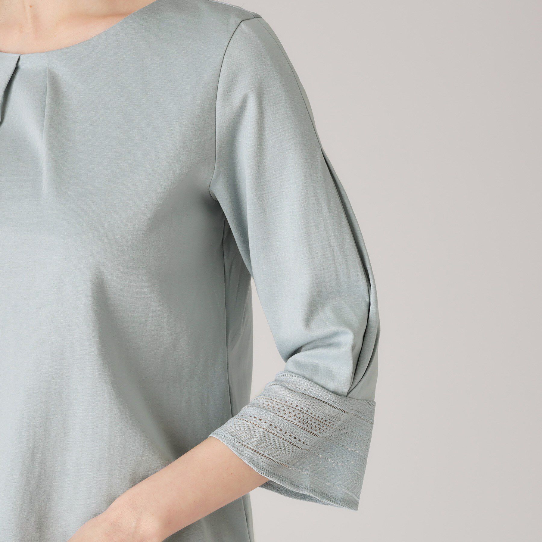 COUP DE CHANCE「【洗える／日本製／きれいめジャージ素材】レース使いプルオーバー」|シャツ・ブラウス|