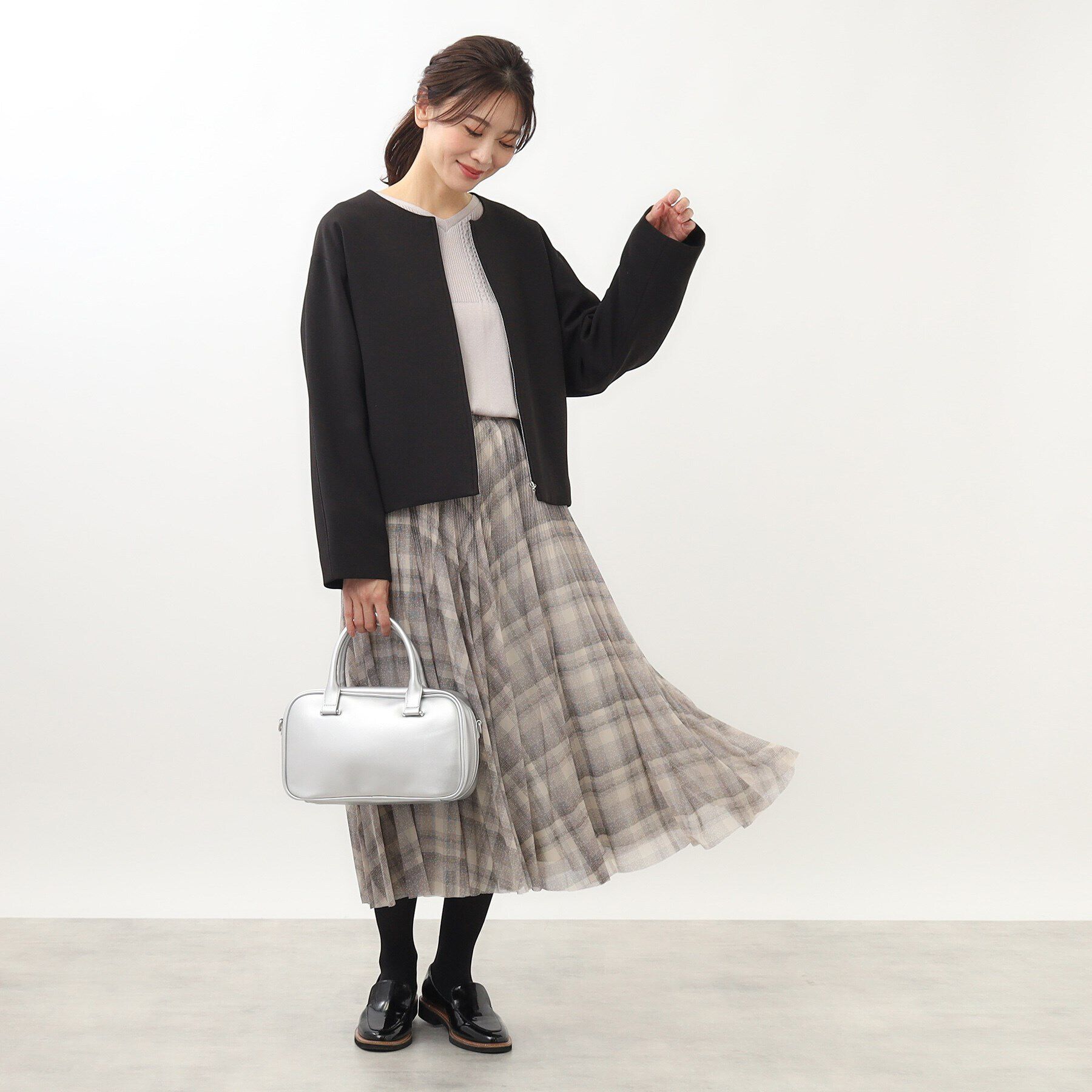 Reflect「【手洗い可】バックギャザーデザインブルゾン」|ブルゾン・スタジャン|