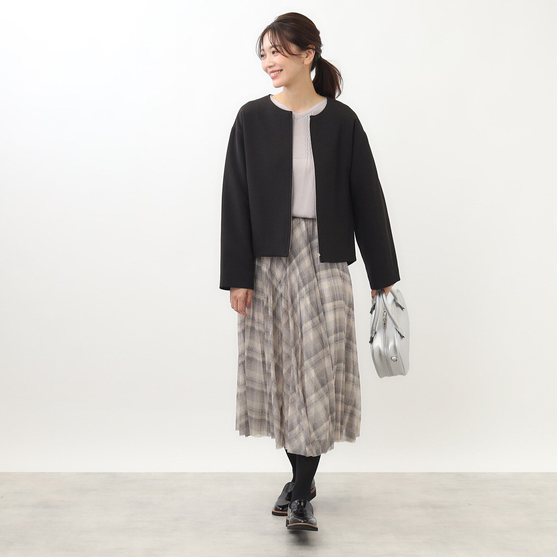 Reflect「【手洗い可】バックギャザーデザインブルゾン」|ブルゾン・スタジャン|