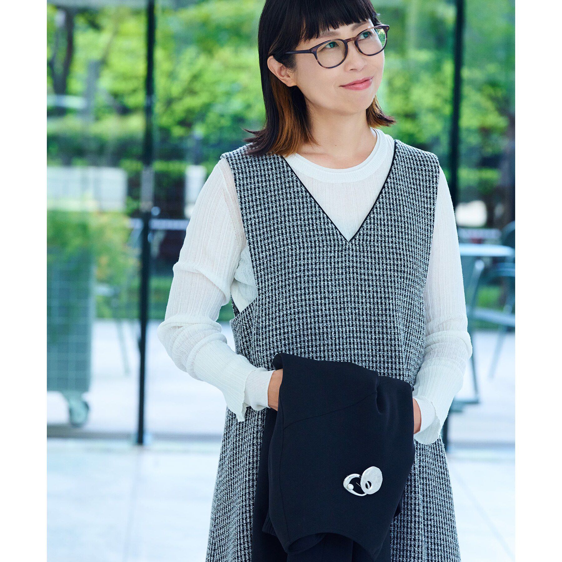 Reflect「【手洗い可】バックギャザーデザインブルゾン」|ブルゾン・スタジャン|