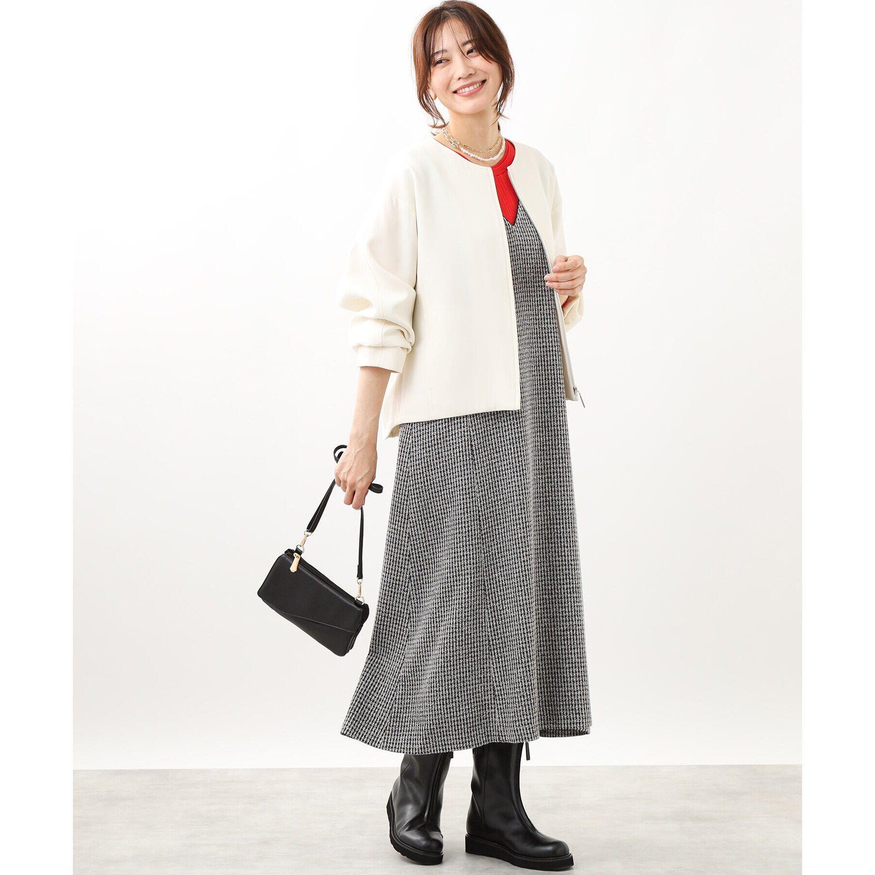 Reflect「【手洗い可】バックギャザーデザインブルゾン」|ブルゾン・スタジャン|