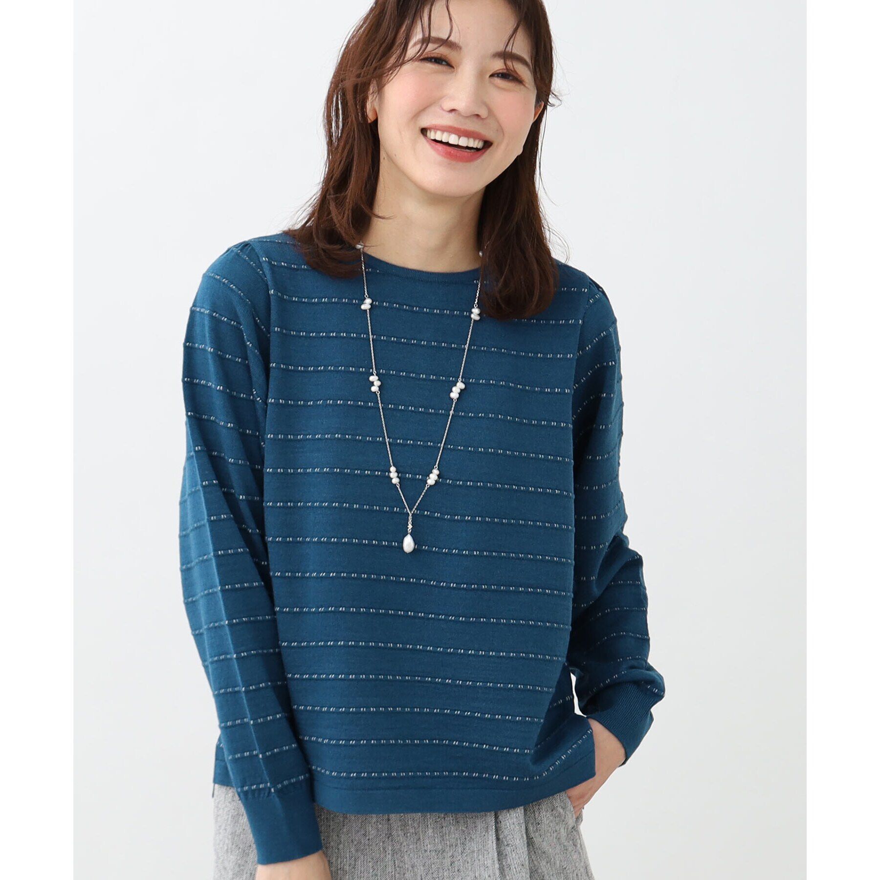 Reflect「【手洗い可】ハイゲージラメニット」|ニット・セーター|ブルーグリーン(49