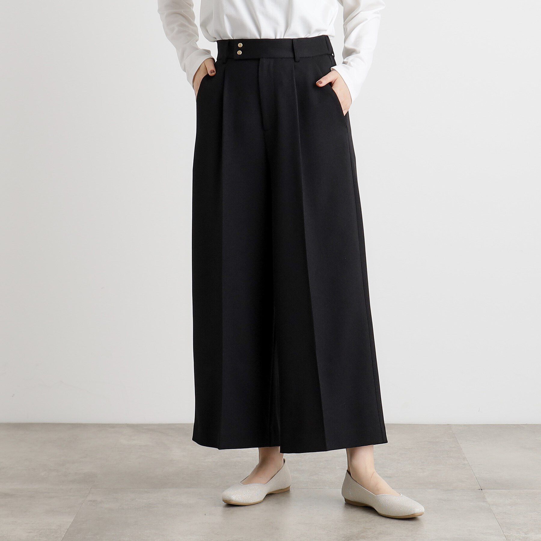 grove「クロップドワイドパンツ」|その他|ブラック(019)