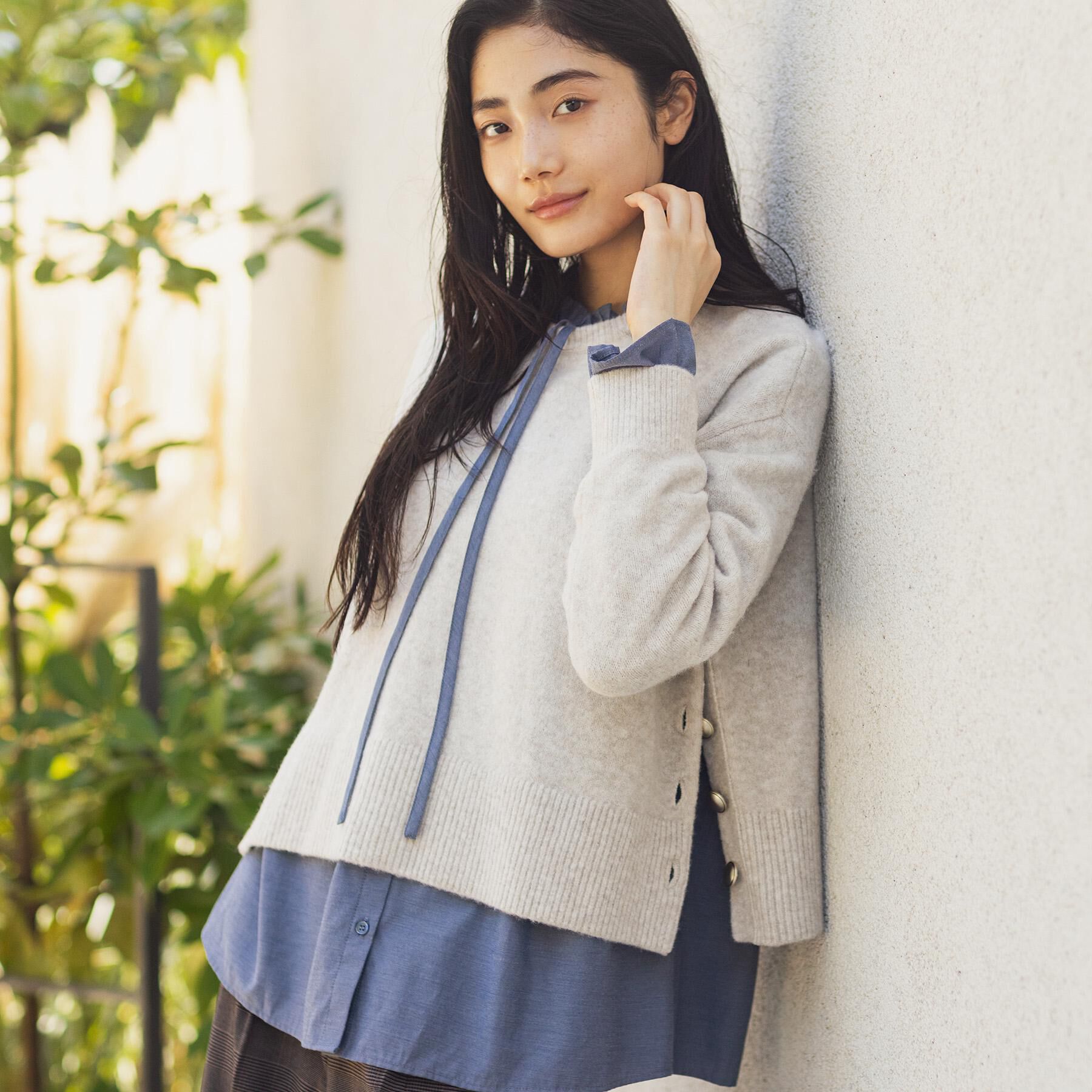 grove「【石川梨華さん着用】【洗える】レイヤードにもおすすめ！サイド釦ニット」|ニット・セーター|