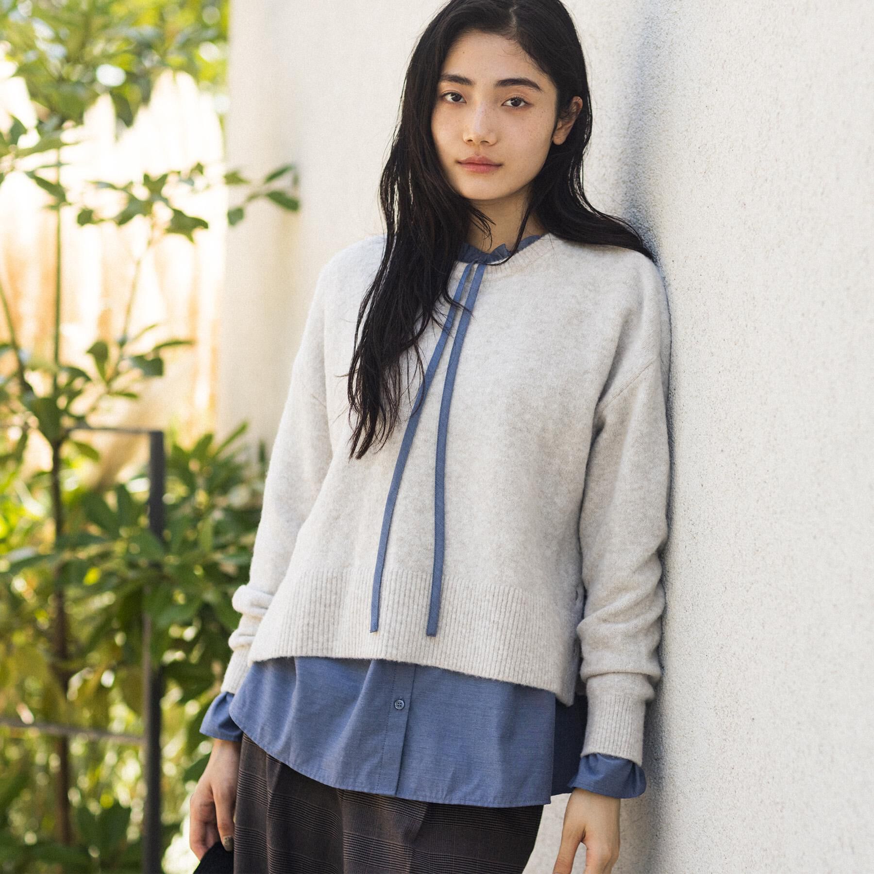 grove「【石川梨華さん着用】【洗える】レイヤードにもおすすめ！サイド釦ニット」|ニット・セーター|