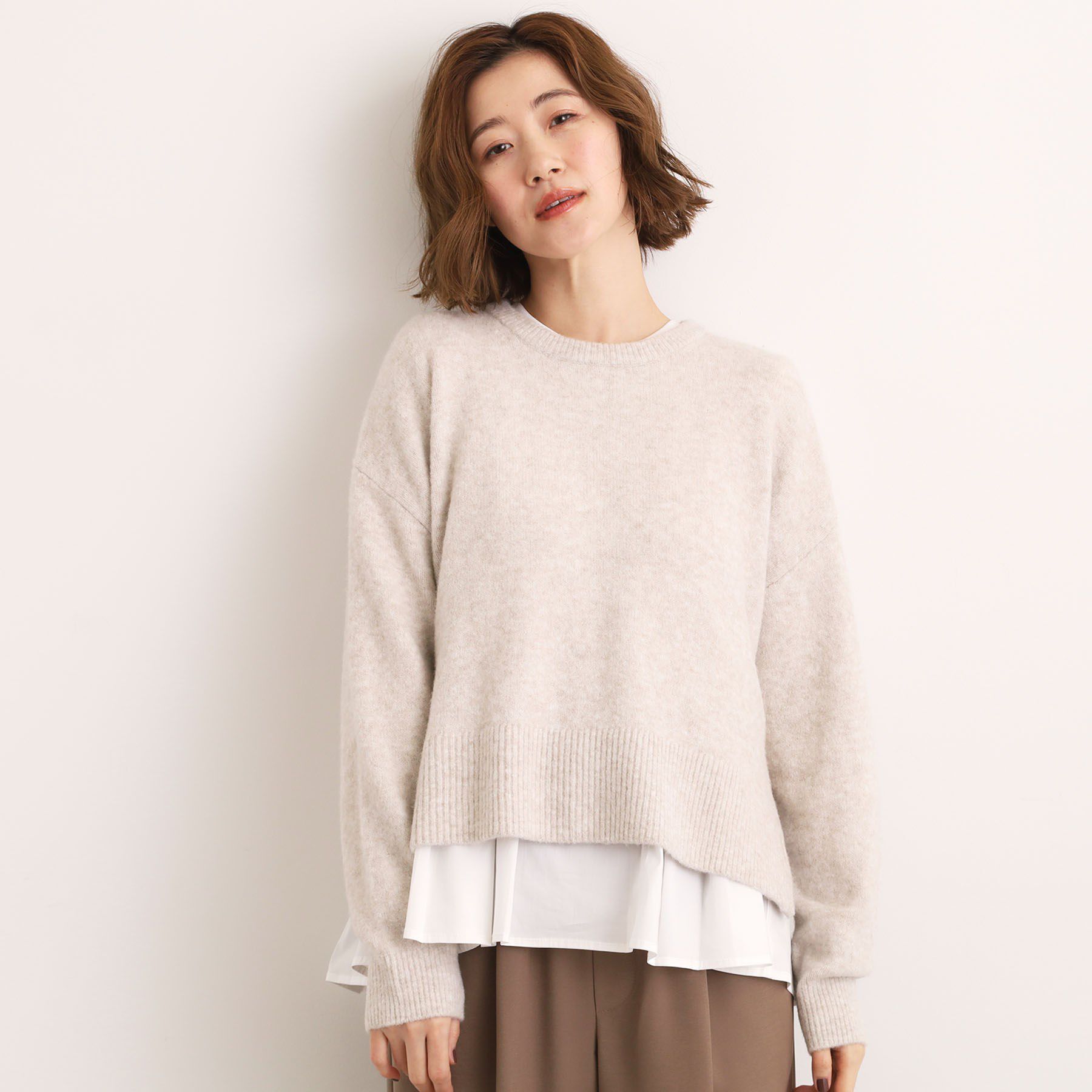 grove「【石川梨華さん着用】【洗える】レイヤードにもおすすめ！サイド釦ニット」|ニット・セーター|