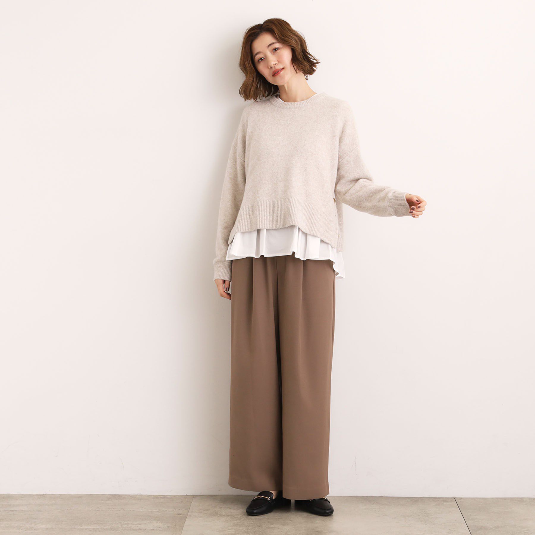 grove「【石川梨華さん着用】【洗える】レイヤードにもおすすめ！サイド釦ニット」|ニット・セーター|