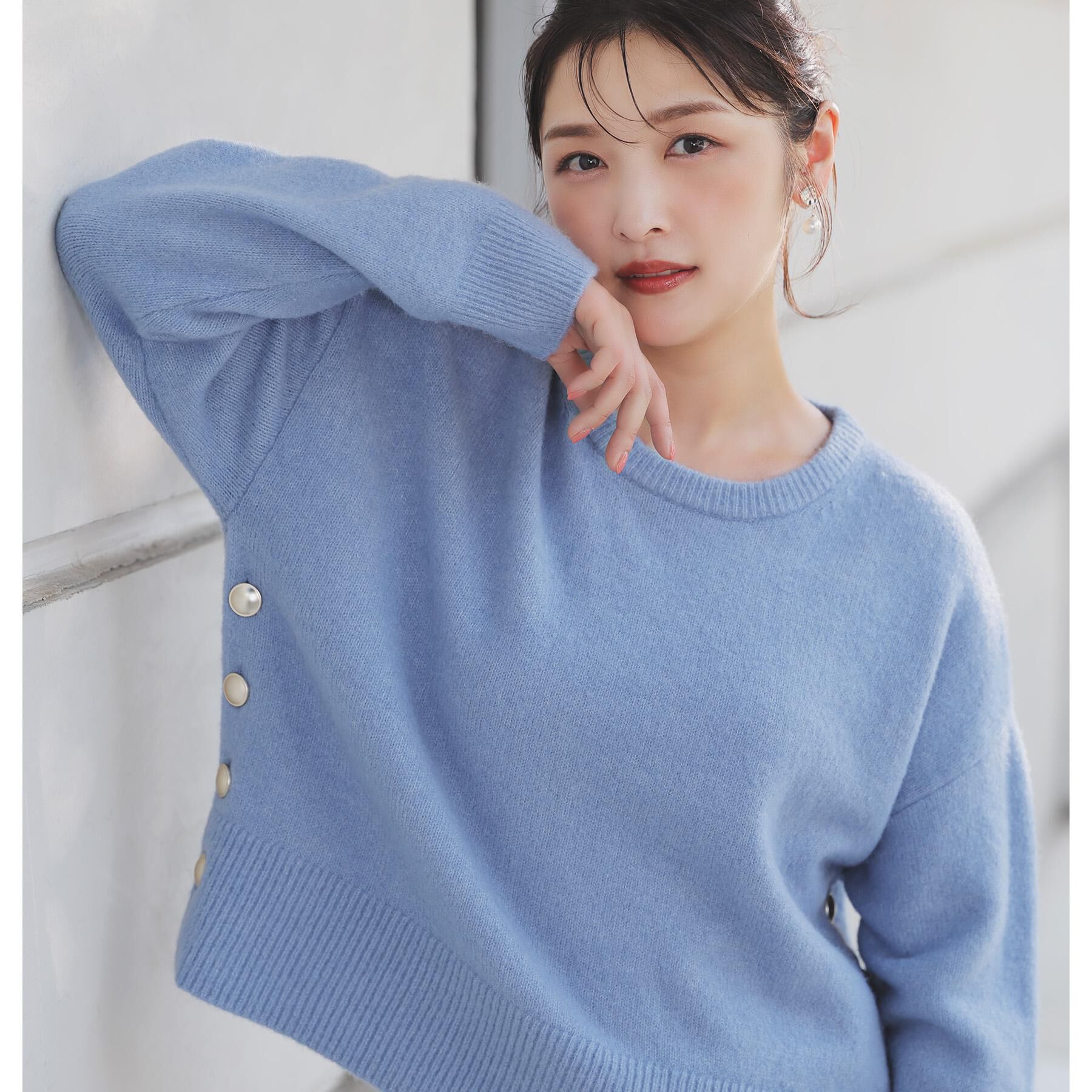 grove「【石川梨華さん着用】【洗える】レイヤードにもおすすめ！サイド釦ニット」|ニット・セーター|