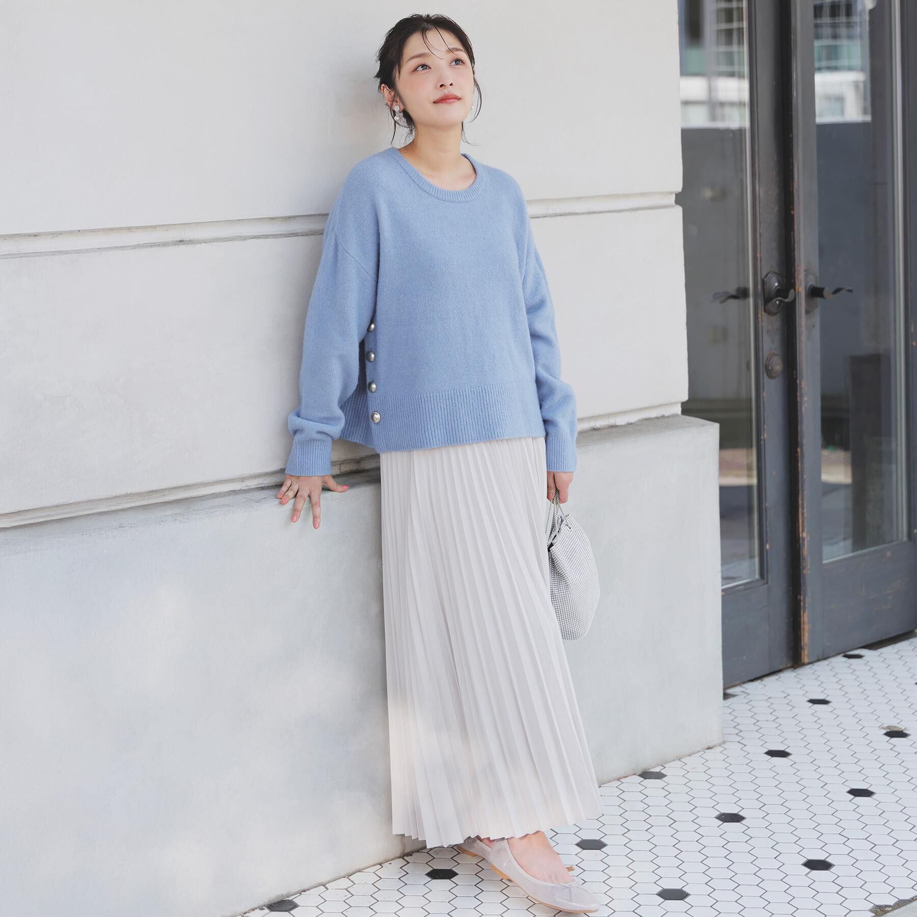 grove「【石川梨華さん着用】【洗える】レイヤードにもおすすめ！サイド釦ニット」|ニット・セーター|