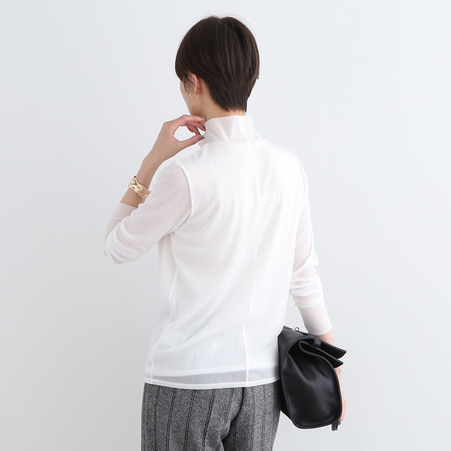 INDIVI「【日本製】シフォンジャージハイネックトップス」|Tシャツ・カットソー|