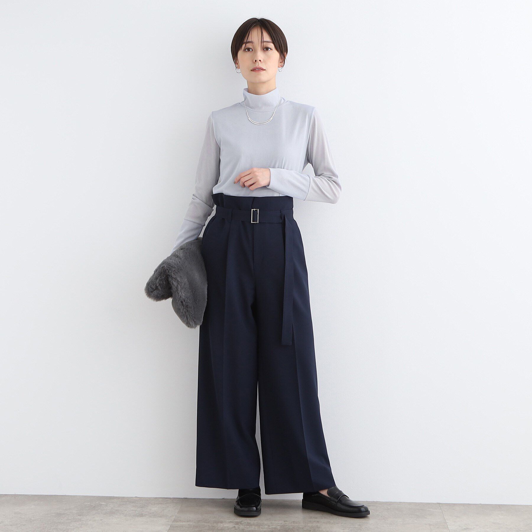 INDIVI「【日本製】シフォンジャージハイネックトップス」|Tシャツ・カットソー|