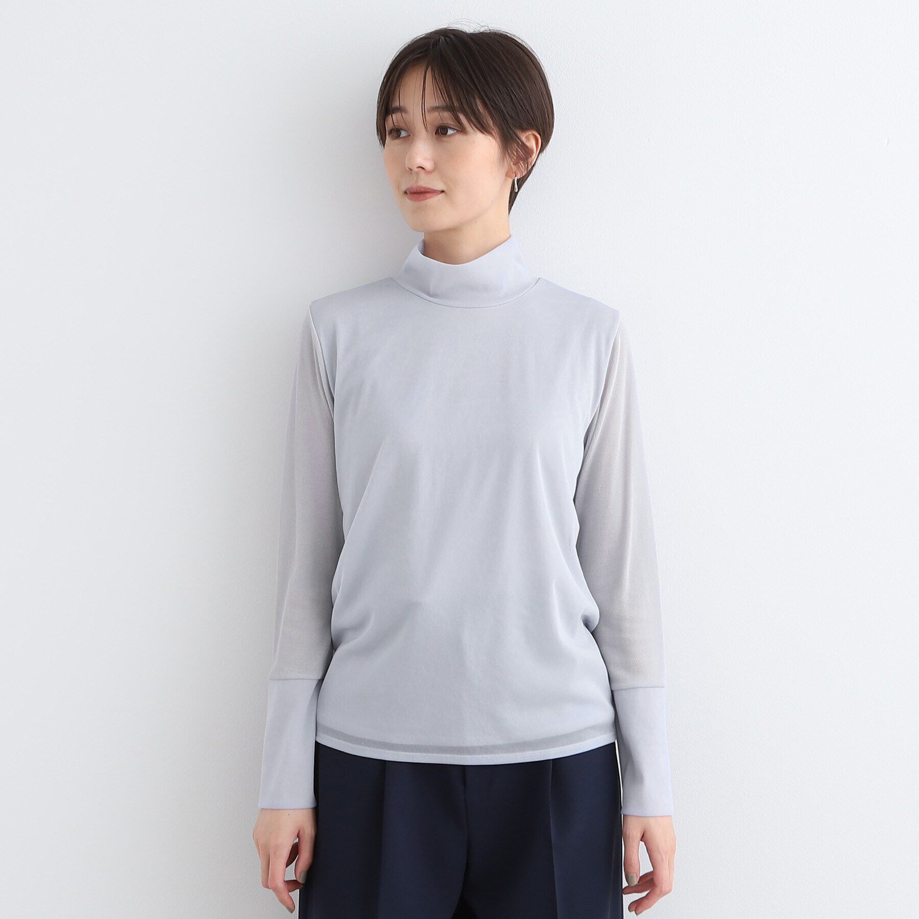 INDIVI「【日本製】シフォンジャージハイネックトップス」|Tシャツ・カットソー|