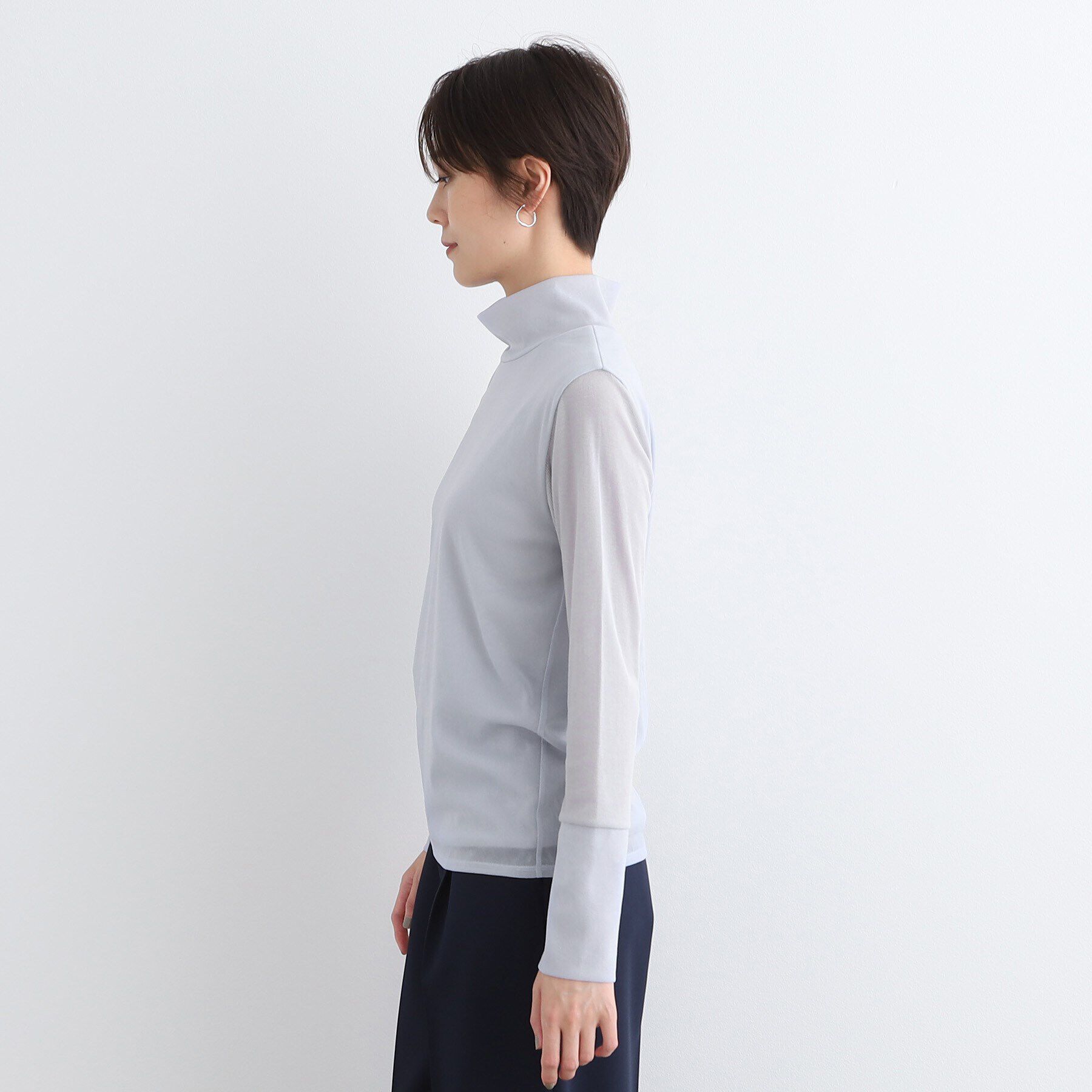 INDIVI「【日本製】シフォンジャージハイネックトップス」|Tシャツ・カットソー|