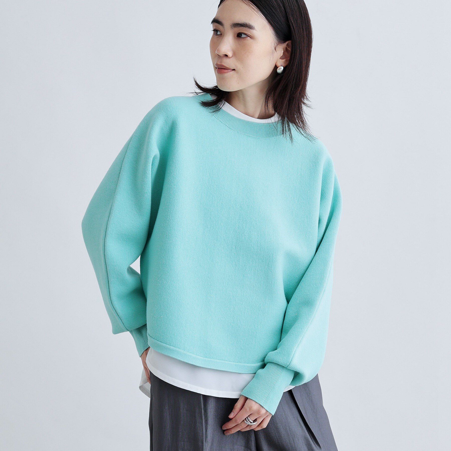 GALLEST「ラウンドヘムニット」|ニット・セーター|ミントグリーン(02