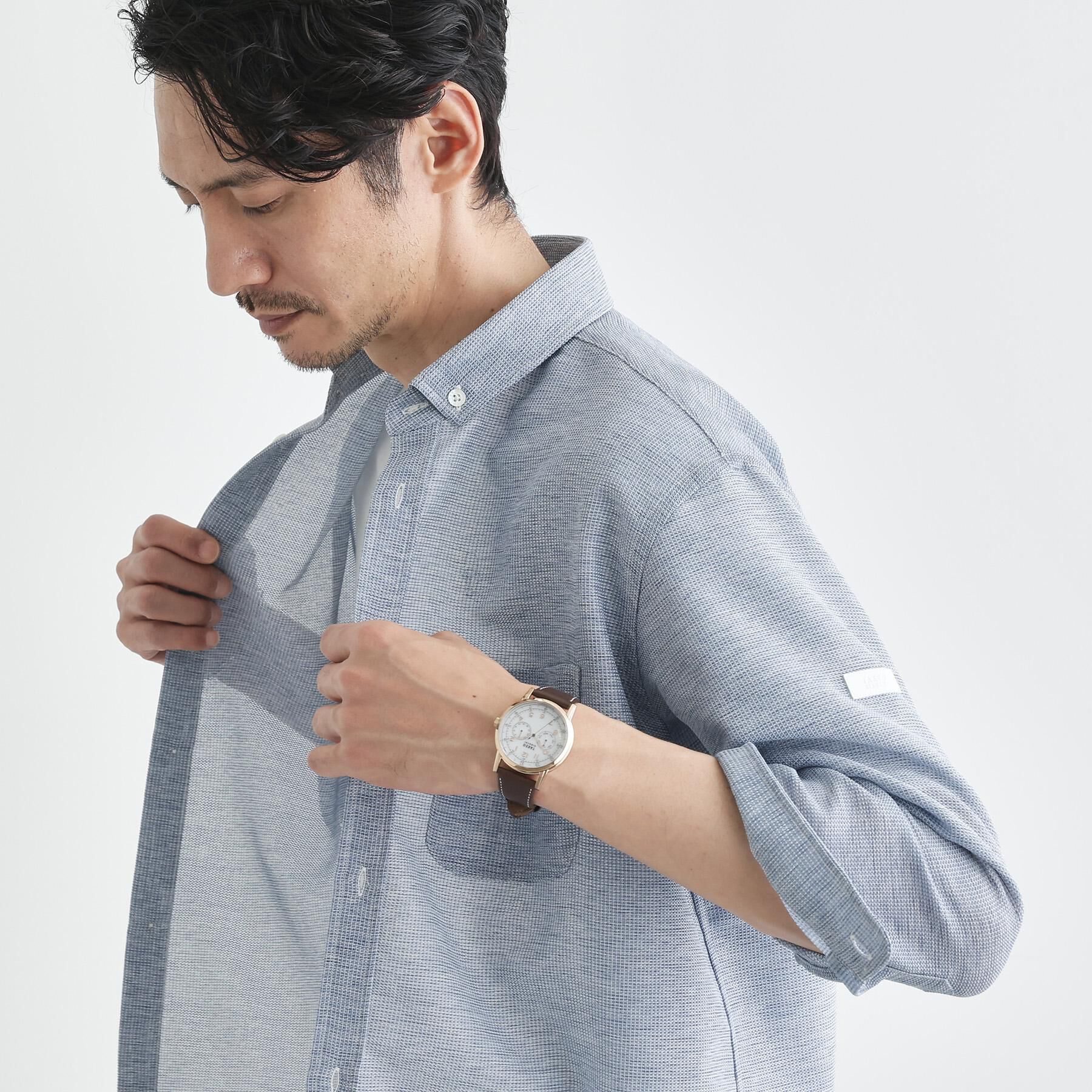 TAKEO KIKUCHI「【Sサイズ～】カラミ織り 7分袖シャツ」|シャツ・ブラウス|