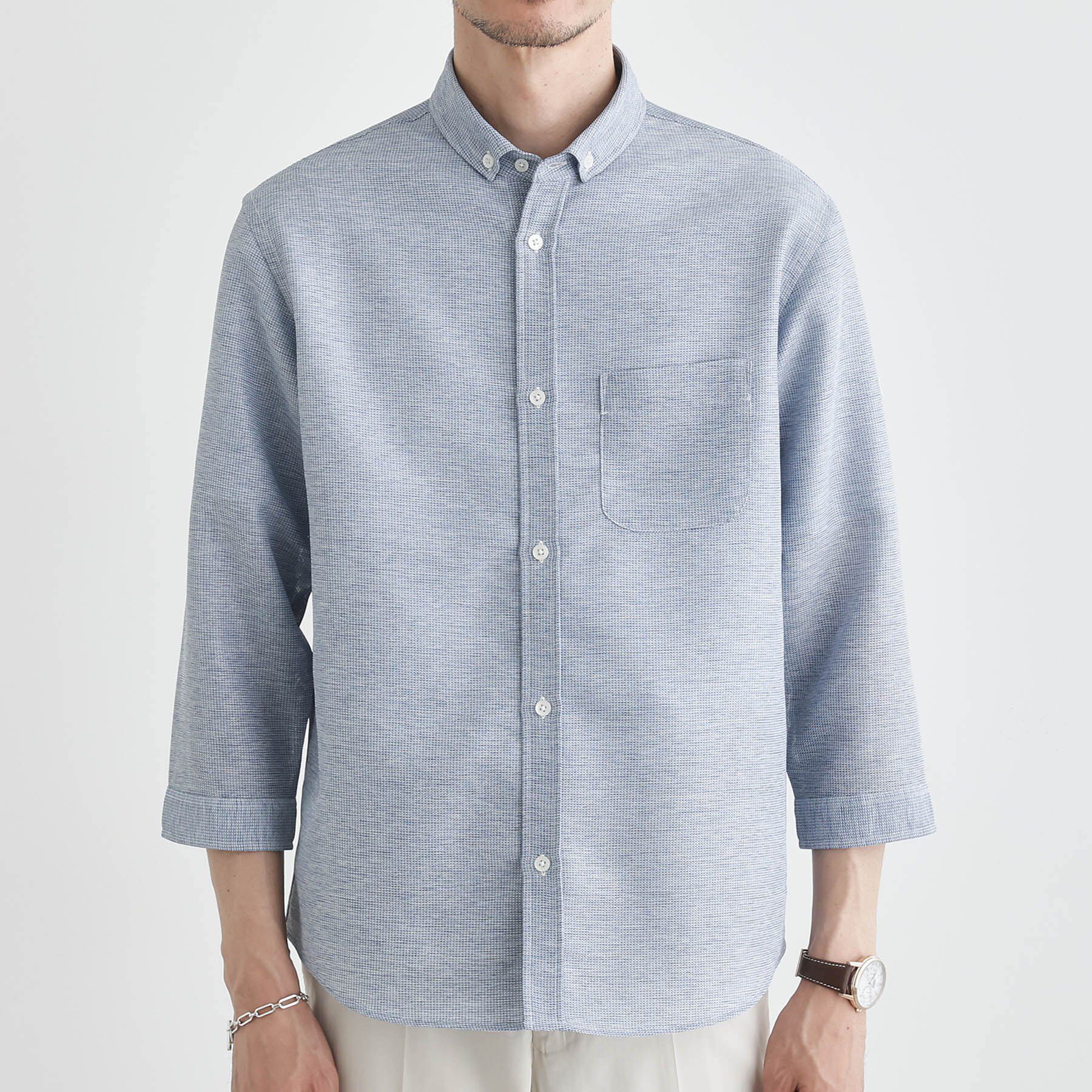 TAKEO KIKUCHI「【Sサイズ～】カラミ織り 7分袖シャツ」|シャツ・ブラウス|