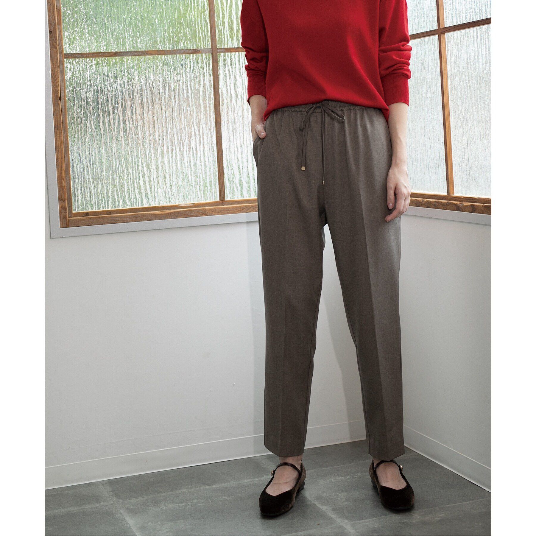 OPAQUE.CLIP「美脚ストレッチイージーテーパードパンツ【洗濯機洗い可】」|その他|モカブラウン(042