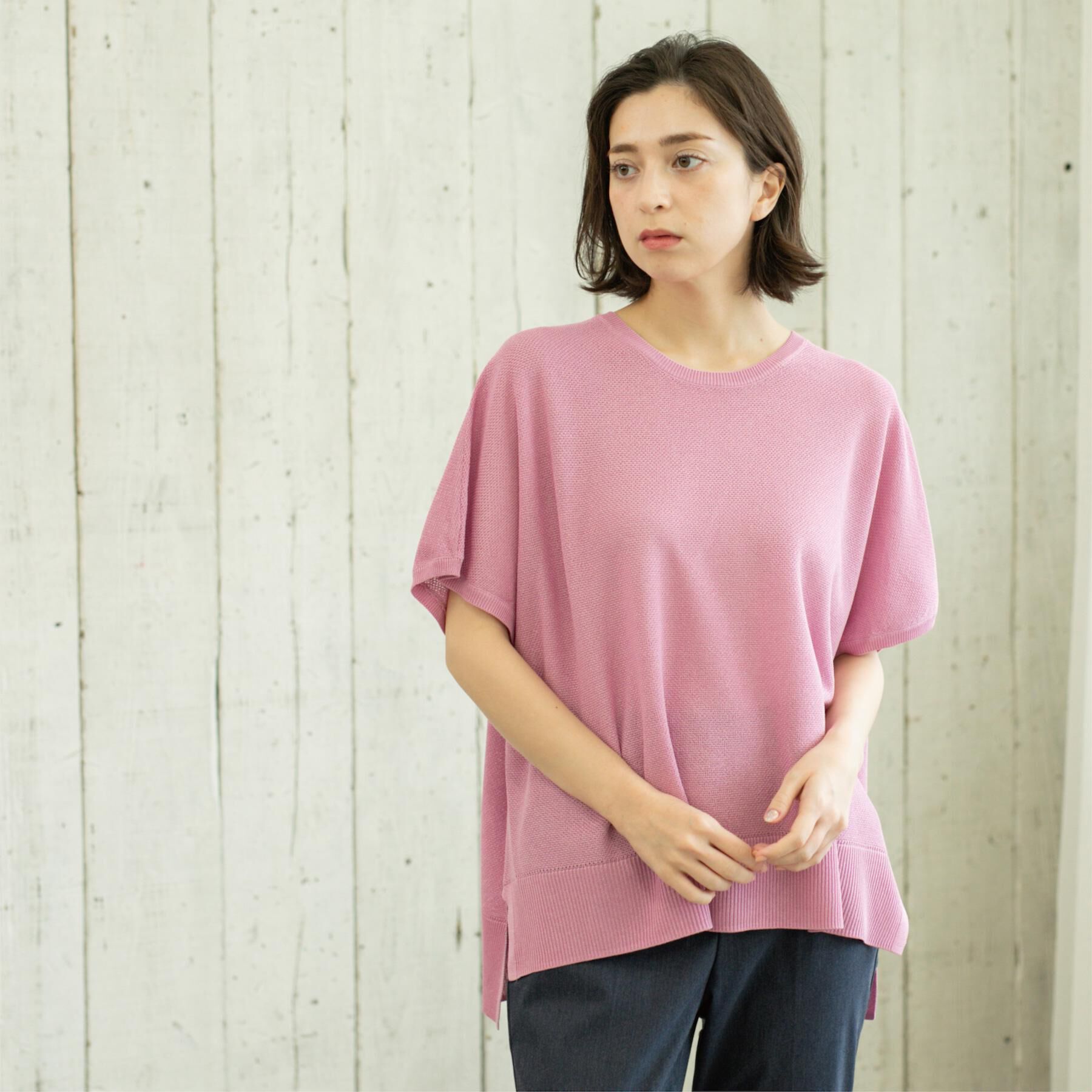 OPAQUE.CLIP「《5色展開/S-LLサイズ》リラクシーメッシュニット【洗濯機洗い可】」|ニット・セーター|