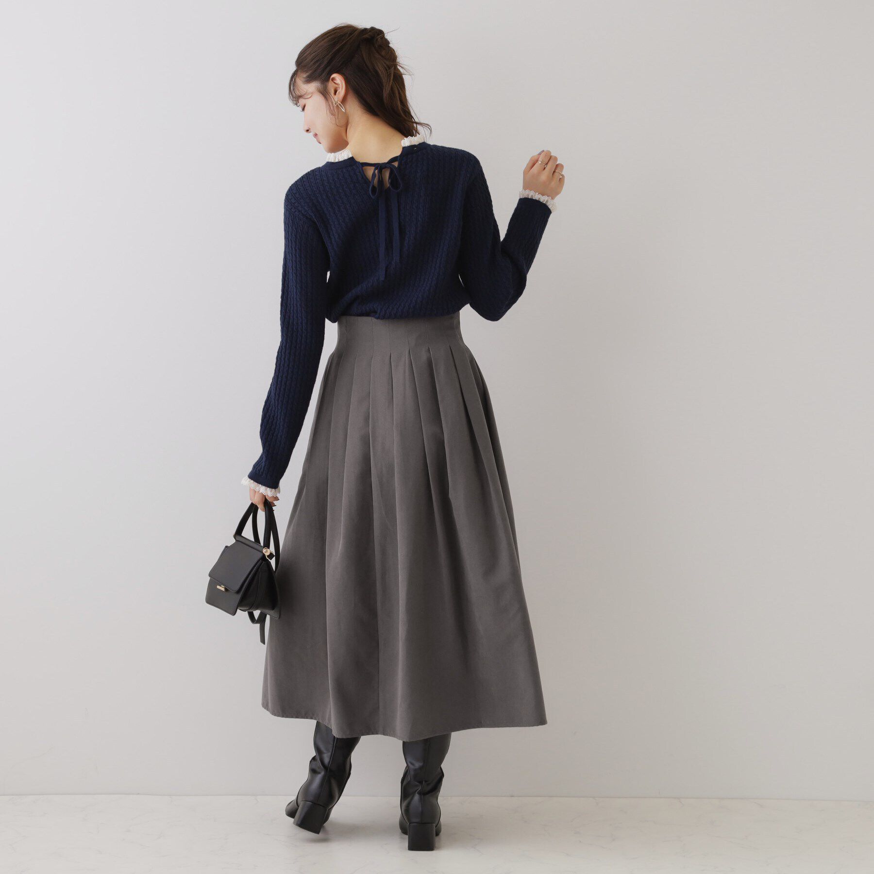 Couture broach「【スッキリ見えが叶う】マイクロスエードタックプリーツ」|スカート|