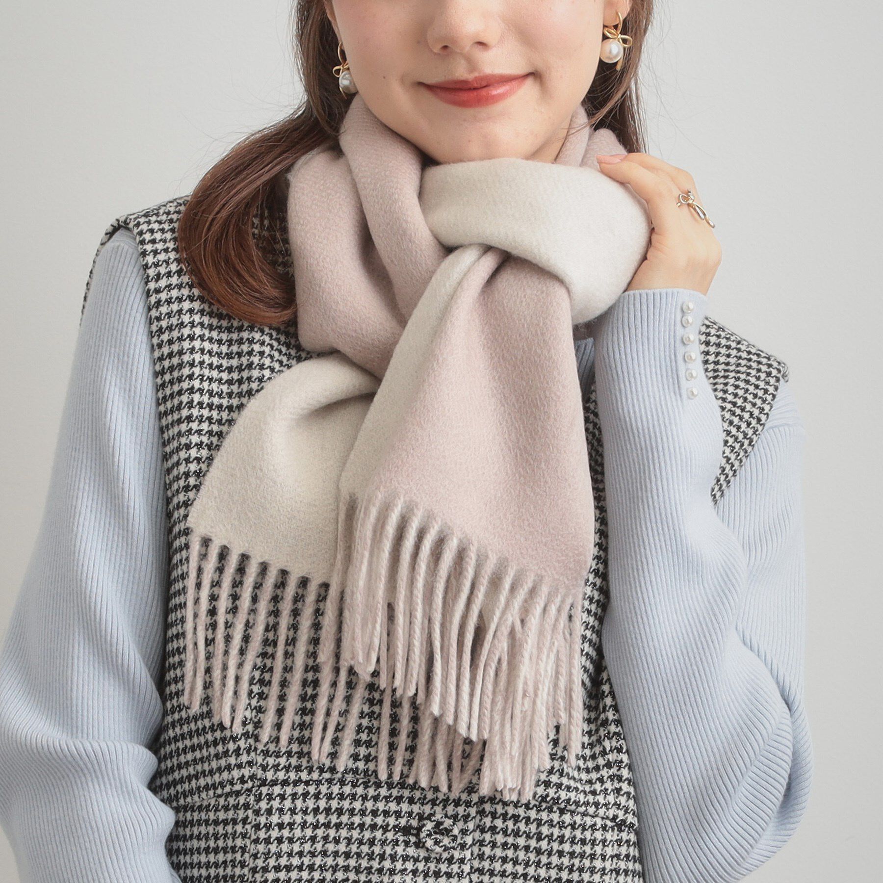 Couture broach「カシミヤブレンドリバーシブルマフラー」|ストール|