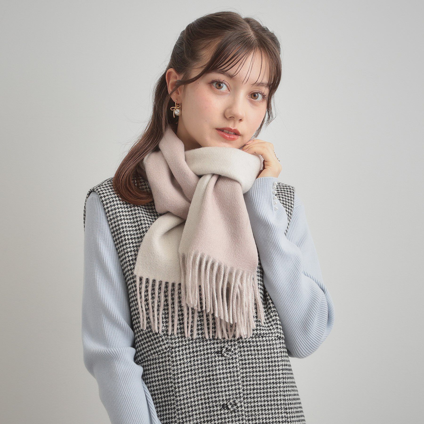Couture broach「カシミヤブレンドリバーシブルマフラー」|ストール|