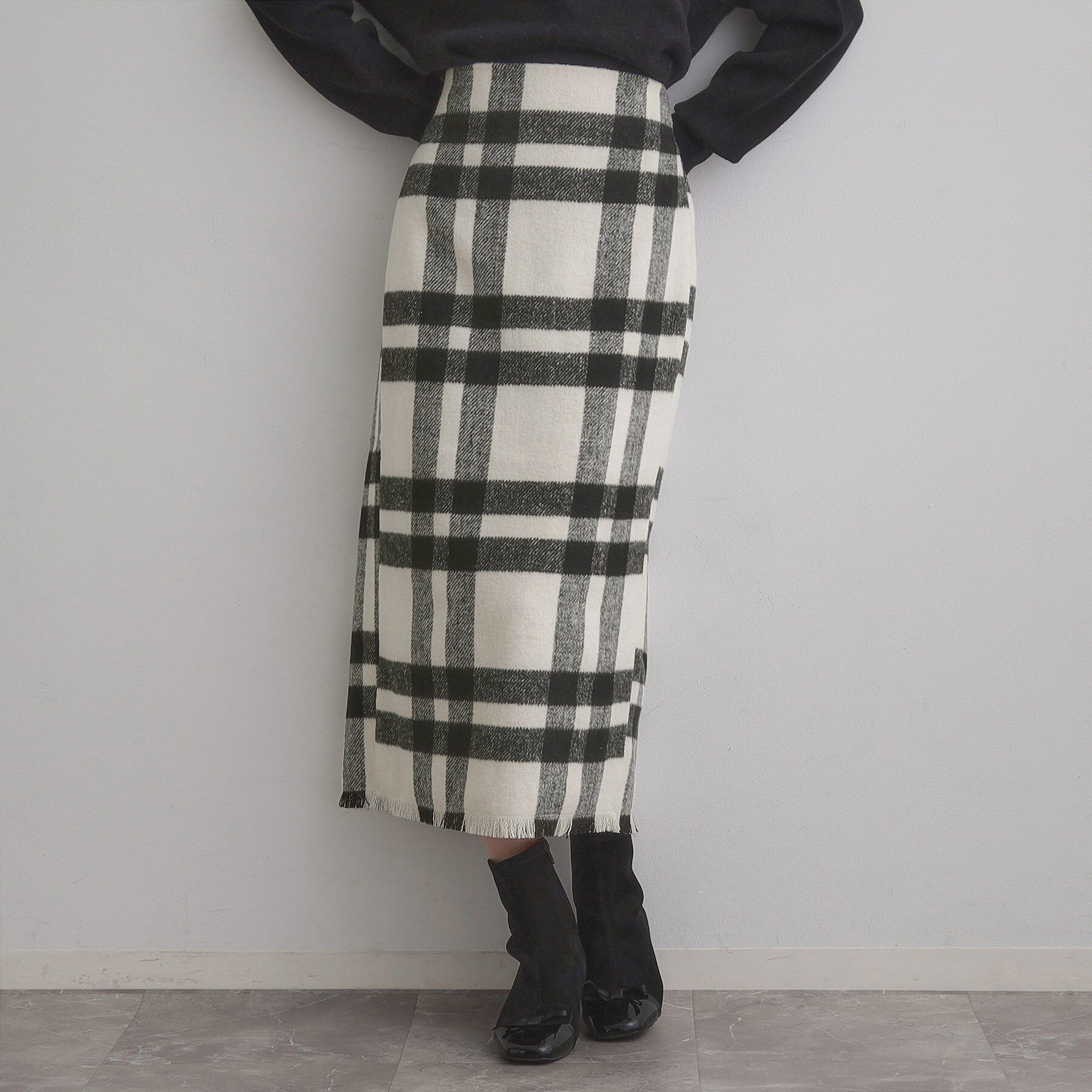 Couture broach「起毛チェックIラインスカート」|スカート|