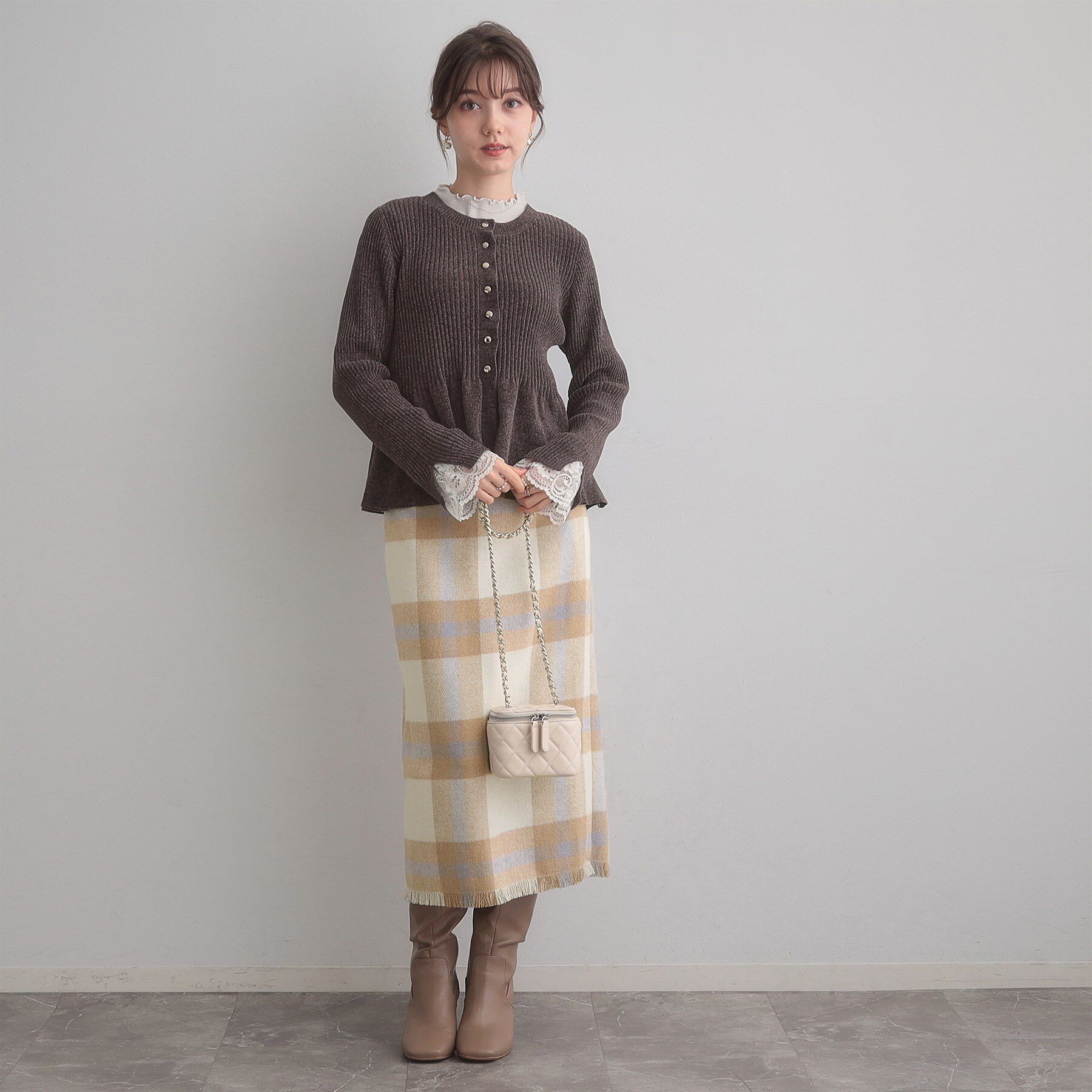 Couture broach「起毛チェックIラインスカート」|スカート|