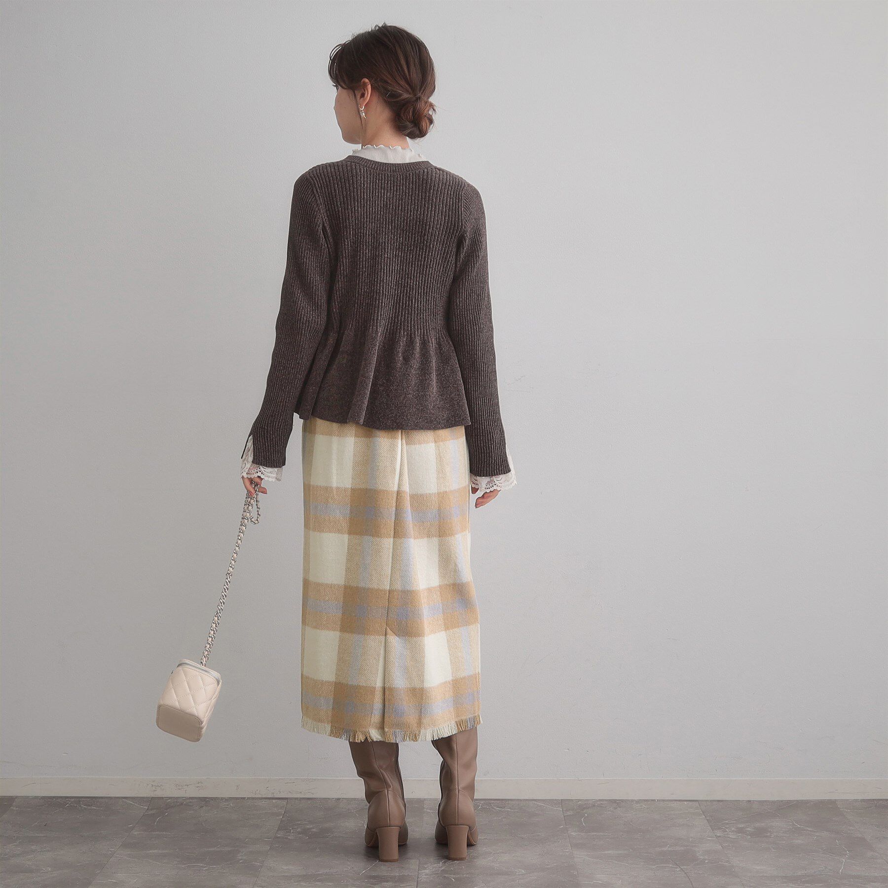 Couture broach「起毛チェックIラインスカート」|スカート|