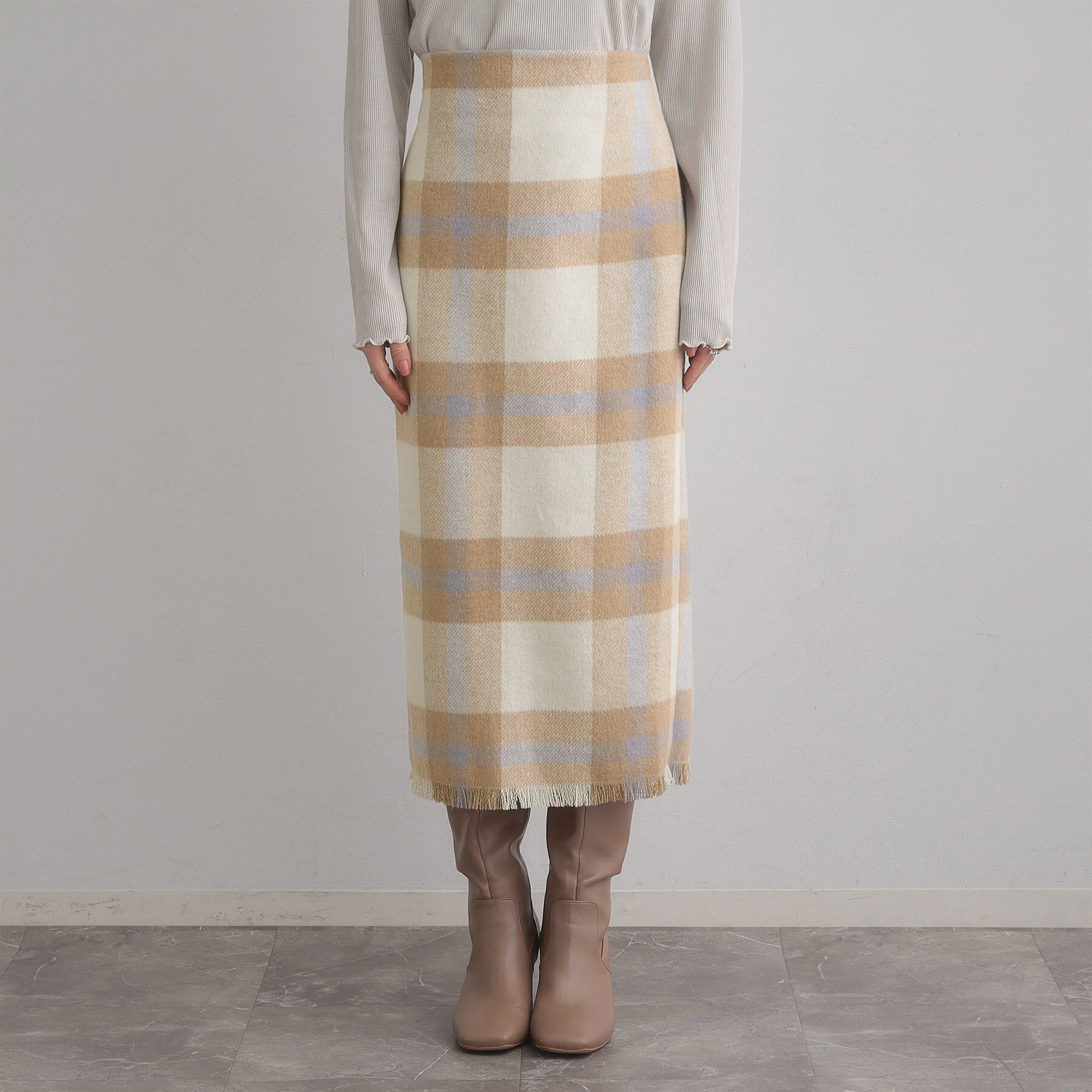 Couture broach「起毛チェックIラインスカート」|スカート|