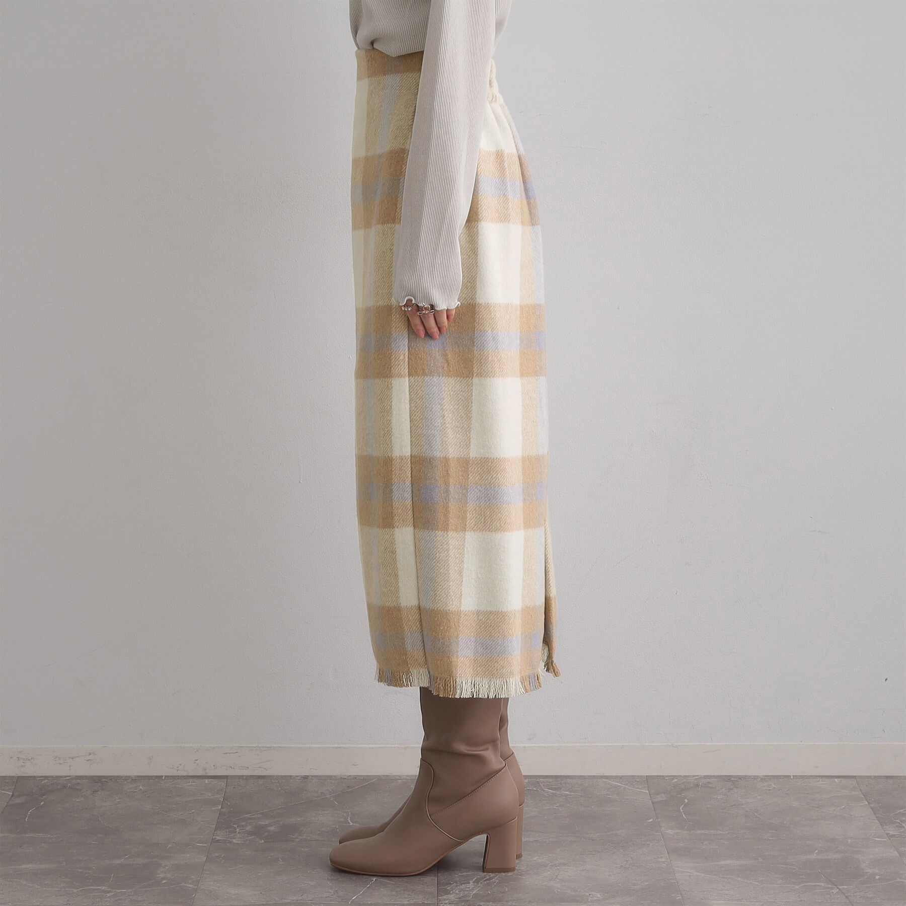 Couture broach「起毛チェックIラインスカート」|スカート|